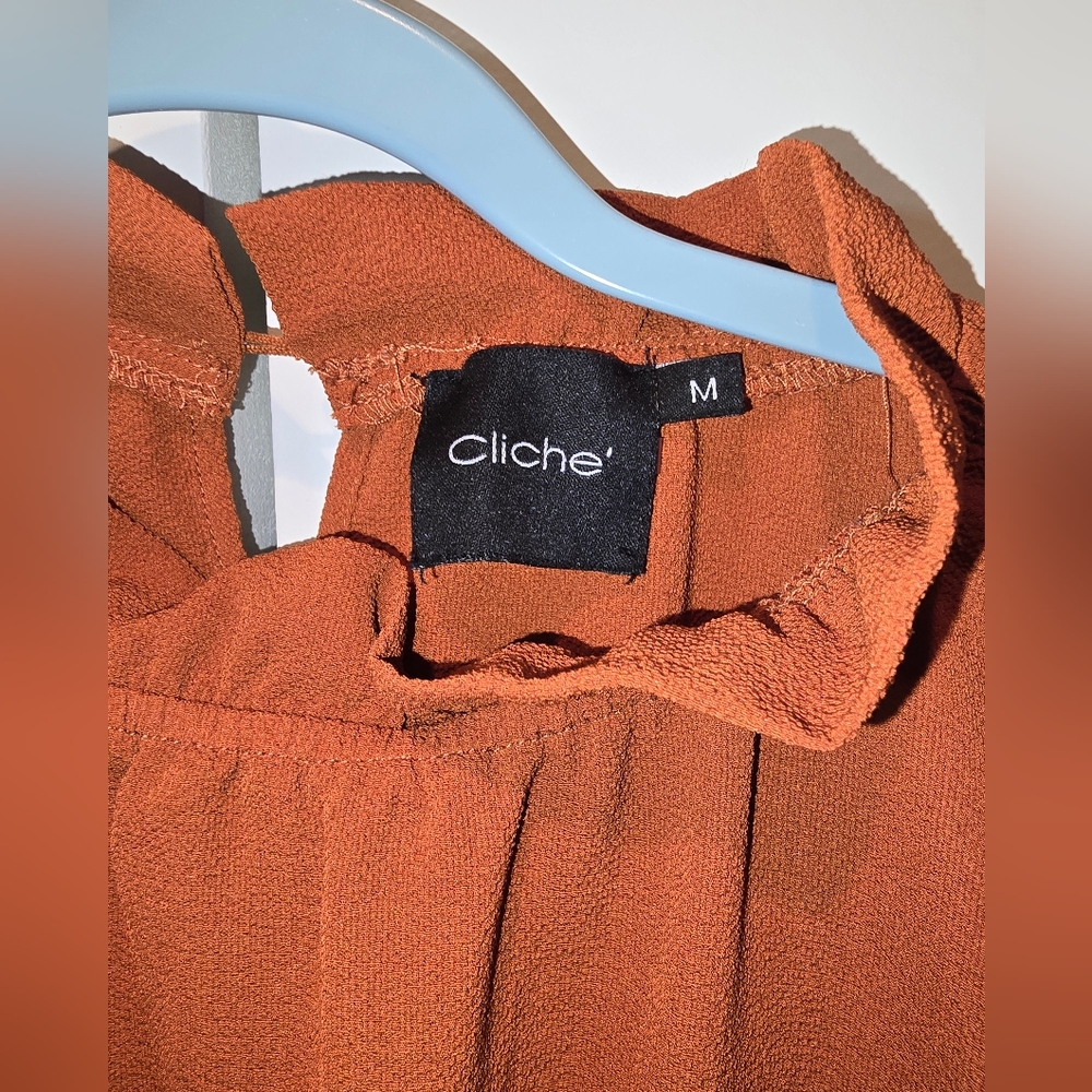 Cliche Ruffled Rust Cropped Top - Picture 2 of 6